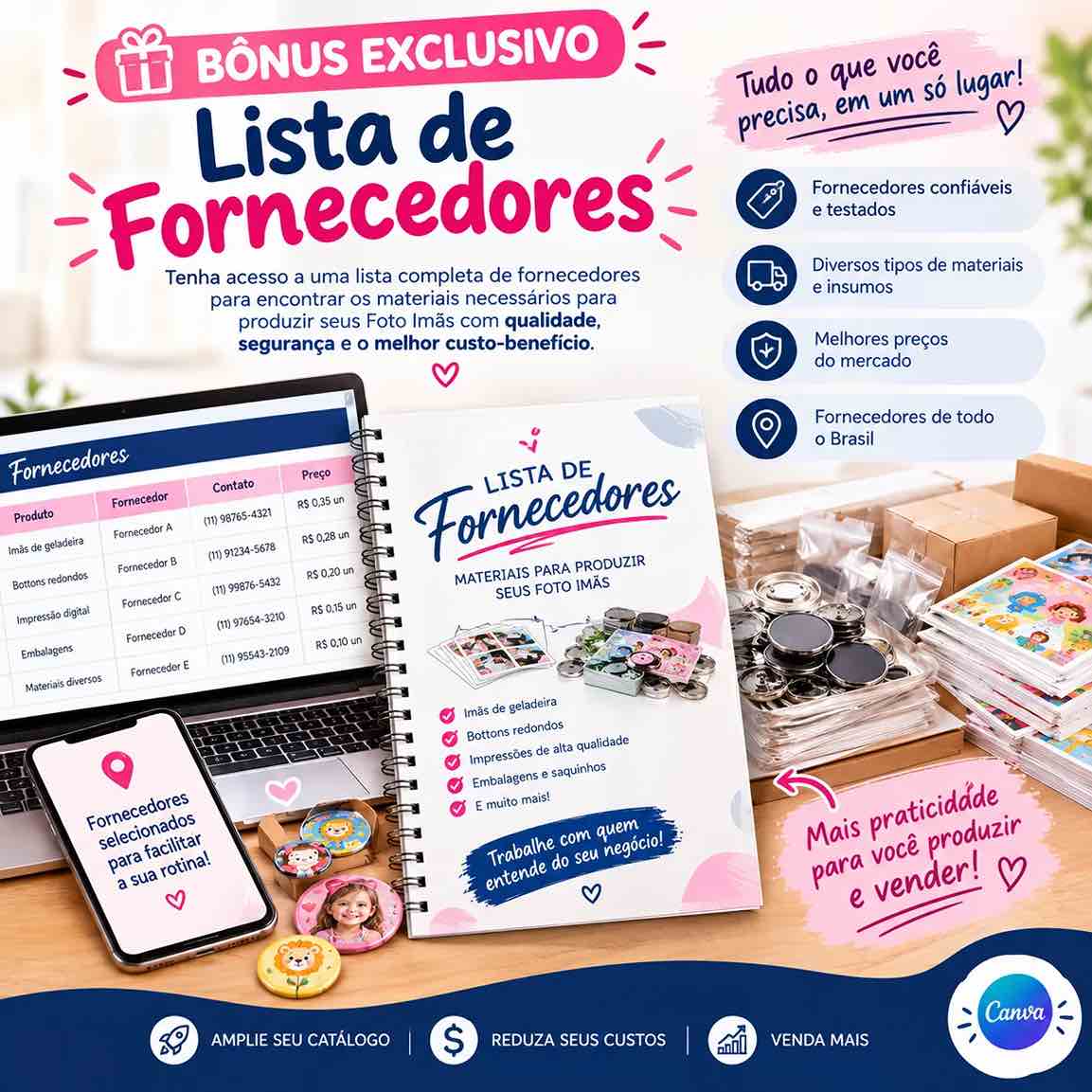 Mockup do bônus 4: Lista de Fornecedores